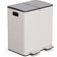 Klarstein EcoVista Mülleimer - 40L Abfalleimer mit 2 Fächern & 3L Komposteimer, Soft-Close, Edelstahl, Küchen-Abfalleimer, Mülltrennsystem