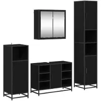 vidaXL Badezimmermöbel-Set 4 Stk. Schwarz Eichen-Optik Holzwerkstoff