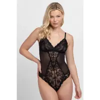 Dorina Body "Perfect Lace", Damen, Gr. 3XL, N-Gr, schwarz, Spitze, Obermaterial: 90% Nylon, 10% Elasthan, körpernah, Bodys Body, mit federleichter Spitze, Mesh-Einsätze, bügellos