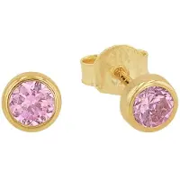 Amor Paar Ohrstecker "2013592", bunt (gelbgoldfarben, pink, pink), Ohrringe, Damen, 4mm, Gelbgold 375, Paar Ohrstecker, mit Zirkonia (synth.)