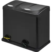 SVITA - Doppelabfalleimer - 26 Liter - Grau - Legierter Stahl - 46x27x39 cm