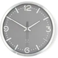 Nedco CLWA7226SS Wanduhr Ø 300 mm Aluminium Funkuhr leise Bewegung Grau/Metall