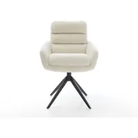 DELIFE Drehstuhl Abelia-Flex mit Armlehnen Teddystoff Beige Kreuzgestell breit Schwarz 360° drehbar Wippfunktion