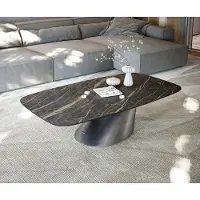 DELIFE Couchtisch Edge Boot 140x80 cm Keramik Laminam Noir Desir Braun Conis Metallic Silber