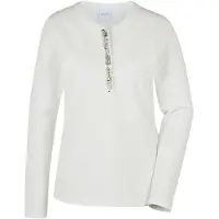 MADELEINE Langarmshirt "Blusenshirt Elegantes Shirt mit Schmucksteinen", Damen, Gr. 36, weiß (wollweiß), Obermaterial: 92% Baumwolle CO. 8% Elasthan EL., Modern, Shirts Langarmshirt