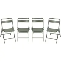 Sweeek - 4er-Set klappbare Gartenstühle aus Stahl - Khaki