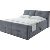 ED EXCITING DESIGN Boxbett "Redmond", grau (grau uran 04 anthrazit), B:200cm L:237cm, 95% Polyester, 5% Nylon, Komplettbetten, Boxbett, inkl. Zwei Bettkästen, Stauraum im Kopfteil und Topper
