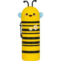 Legami Federmäppchen 2-in-1 Bee, 22 x 6.3 cm, weiches Silikon, Weiches Federmäppchen, Silikon, Gelb, Abbildung, Reißverschluss, Kind