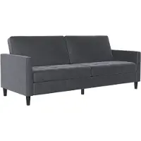Dorel Home 3-Sitzer "Presley", grau (anthrazit), B:203cm H:83cm T:83cm, Veloursstoff 100% Polyester, Sofas, 3-Sitzer, Sofa mit Bett-Funktion und verstellbarer Rückenlehne