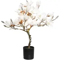 Creativ Deco Kunstpflanze "Magnolie", rosa (weiß, braun, schwarz, natur, altrosa), H:58cm, Kunstpflanzen, Kunstpflanze, beschneit, mit 20 LEDs