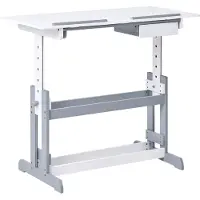 Beliani Kinderschreibtisch Weiß / Grau MDF Manuell Höhenverstellbar 110 cm für Lernen Hausaufgaben Steh Sitz Tisch für Kinderzimmer