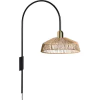 Beliani Wandlampe Naturfarben / Schwarz Papierseil Metall Geflochten Natürlich Boho Style Wandleuchte Esszimmerlampe Wohnzimmerlampe