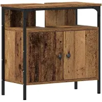 vidaXL Badezimmermöbel-Set 3 Stk. Braun Holzwerkstoff