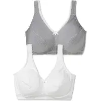 Sheego Bügelloser BH , Damen, Gr. 95, Cup E, grau (anthrazit, weiß), 95% Baumwolle, 5% Elasthan, BHs Bügelloser BH