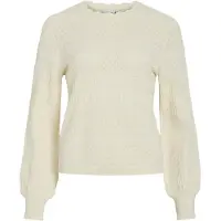 Vila Strickpullover "VIMILOS L/S O-NECK POINTELLE TOP - NOOS"