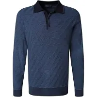 Pierre Cardin Langarm-Poloshirt Strick in Bicolour- Jaquard - Struktur