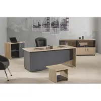 AEA Garnitur Büromöbel Komplettbüro Schreibtisch Set 4tlg Holz Grau Büro