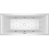 Riho Stiell Square Rechteck-Badewanne, Version links, mit Joy-System, Einbau, mit Ab- und Überlaufgarnitur, 2-Sitzer, weiß, B100025005, Ausführung: 170x75x50cm, ohne Kopfkissen/Licht