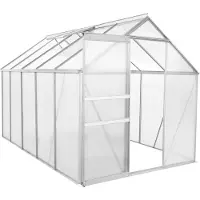 HABITAT ET JARDIN Gartengewächshaus aus Polycarbonat, 310 x 190 x 195 cm, "Basilic" – 5,89 m² – Grau