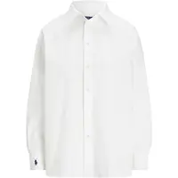 Ralph Lauren für Damen. 211968219001 Weißes Hemd aus Baumwolle in Übergröße (L), Lässig, Langarm