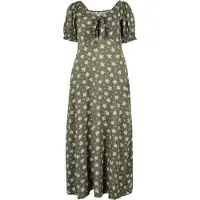 Apricot Maxikleid "Geblümtes Maxikleid", Damen, Gr. XXL (44), N-Gr, grün (khaki), gewebt, Obermaterial: 100% Viskose CV., geblümt, Puffärmel, Kleider Maxikleid, mit Puffarmen
