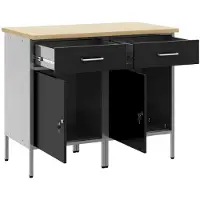vidaXL Werkbank mit Speicher 2 Stk. Schwarz und Grau 100 x 55 x 85 cm