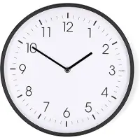 Nedis CLWA1226BK Wanduhr Ø 300 mm Kunststoff leise Bewegung Quarzwerk Schwarz