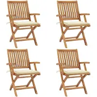 The Living Store Klappbare Gartenstühle mit Kissen 4 Stk. Massivholz Teak