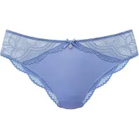 Nuance Tanga "Vivianna", Damen, Gr. 32/34, kornblumenblau, Microfaser, Obermaterial: 88% Polyamid, 12% Elasthan, figurbetont, Unterhosen Tanga, mit feinen Spitzen-Details