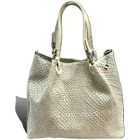 DrachenLeder Handtasche beige Florence Tasche geprägtes abstraktes Flechtmuster Leder D2OTF163I