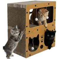 Purlove Katzenkratzbaum, zweistöckig, 3in1, braun