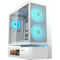 Cougar Gehäuse Midi-Tower, CFV235 Vision, ARGB, LCD-Display, Mesh, Weiß, Midi Tower, PC, Weiß, ATX, CEB, micro ATX, Mini-ITX, Glas, Gaming