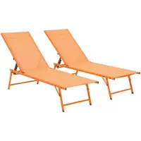 Sweeek - 2er-Set Sonnenliegen aus Stahl mit Textilene, vierfach verstellbar - Orange