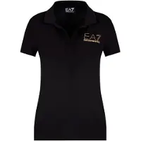 EA7 für Damen. 7W000266_AF12500 Evolution Kurzarm-Poloshirt aus Baumwoll-Modal-Mischung Schwarz (XXS), Sportlich, Baumwolle, Tennis/Padel