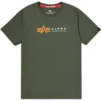 Alpha industries T-Shirt "Alpha Label T-Shirt", Herren, Gr. M, grün (schwarz olive), Obermaterial: 100% Baumwolle, Shirts T-Shirt