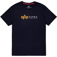 Alpha industries T-Shirt "Alpha Label T-Shirt", Herren, Gr. S, blau (rep.blau), Obermaterial: 100% Baumwolle, Shirts T-Shirt