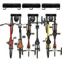 Relaxdays Fahrrad Wandhalterung, 6 Fahrräder & Helme, hochkant, Schienen mit verstellbaren Haken, Fahrradhalter, schwarz