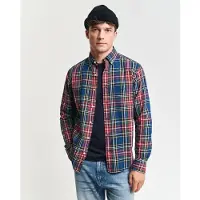 Gant für Herren. 3250012 Indigokariertes Hemd Regular Fit blau (L), Lässig, Baumwolle, Langarm