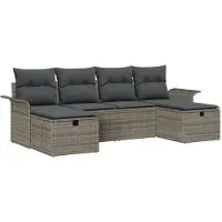 vidaXL Gartensofa-set 6 stk. Grau Poly-Rattan