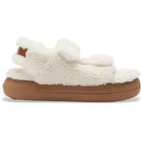 Moon Boot für Damen. 80D2420020 Off-white Sandalen aus Shearling-Leder (42), Weiß, Wohnung, 1 bis 3 cm, Klettverschluss, Lässig