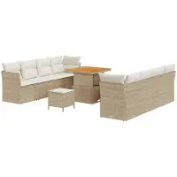 vidaXL Gartensofa-set 11 stk. 8-Sitzanzahl Beige und Creme Poly-Rattan