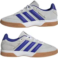 Adidas Hallenschuh PERFORMANCE "SPEZIALIST INDOOR", Herren, Gr. 45, grau (cloud weiß, lucid blau, grau two), Leder, Textil, Schuhe Hallenschuh, Handballschuh
