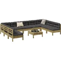 vidaXL 10-tlg. Garten-Sofagarnitur mit Kissen Kiefernholz Imprägniert