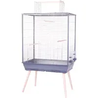 Zolux Erhöhter Drahtkäfig für Vögel – Für Wellensittiche, Nymphensittiche und Kanarienvögel – 81 x 48 x 152 cm – N?olife – Grau