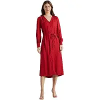 Gant für Damen. 4503360 Gestreiftes Hemdkleid aus rotem Satin (42), Lässig, Viskose, Langarm