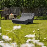 SCALANT Waldsofa Premium mit Auflage, Kissen und Schutzhülle, WPC-Latten, Wellenliege