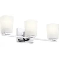 Kichler Badezimmerleuchte ROEHM 3xG9 LED 3W IP44 Stahl, Zink Chrom poliert, Opalglas H:18.3cm B:58.4cm dimmbar