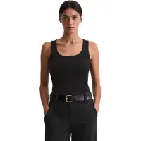 Marc O'Polo Tanktop , Damen, Gr. S, schwarz, Rippware, Obermaterial: 97% Baumwolle, 3% Elasthan, slim fit, Rundhals, Tops Tanktop, slim fit, aus elastischem Rippjersey