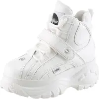 Buffalo london Schnürboots , Damen, Gr. 39, weiß, Kalbsleder, unifarben, Schuhe Schnürboots, High-Top Sneaker, Chunky Boots, Plateauboots mit kräftiger Laufsohle