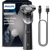 Philips Rasierer Serie 5000X X5004/00 Elektrischer Nass- und Trockenrasierer, Rotationstrasierer, Blau, PowerCut, Replace every 2 yrs with SH30, 2 Jahr(e), Batterie